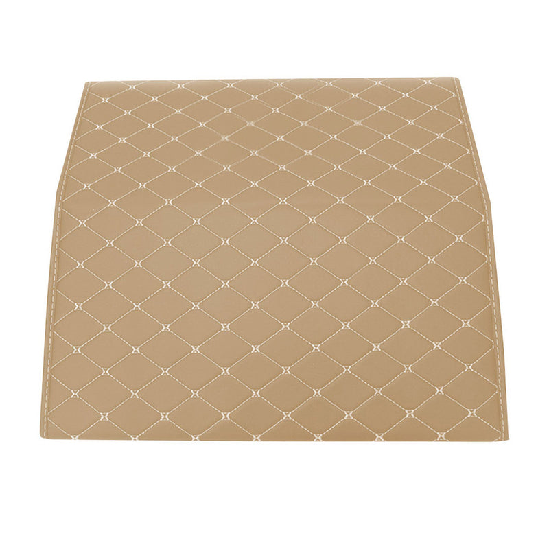 4X Leather Car Boot Organizer 55x30x30Cm Collapsible Beige Gold Stitch