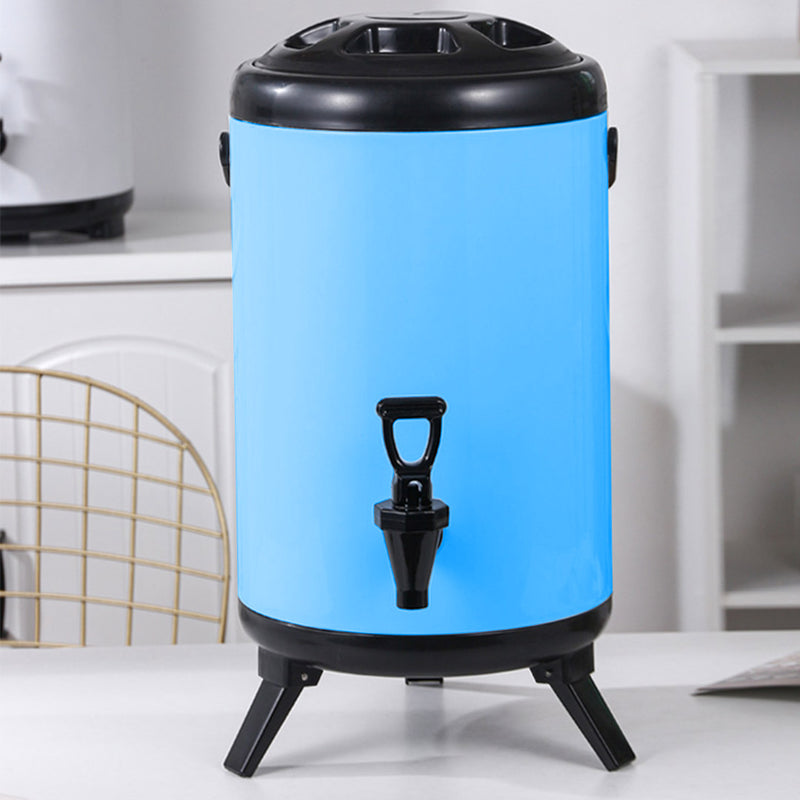 10L Stainless Steel Insulated Beverage Dispenser With Faucet Blue Hot Cold Drink
