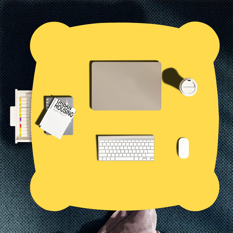 2X Yellow Cat Ear Portable Floor Table Particleboard Metal 60x60x35cm Drawer