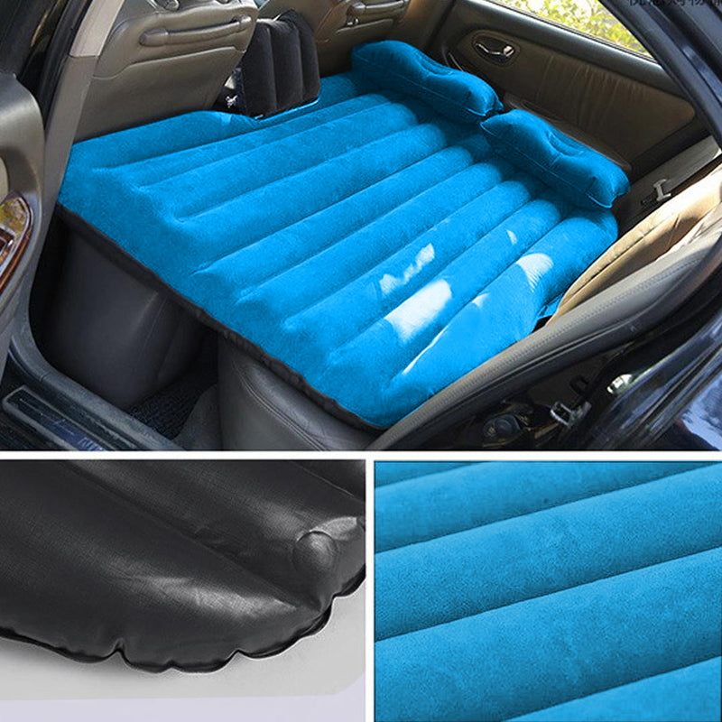 Inflatable Car Mattress Portable Travel Camping Air Bed Blue With Pump Pillows