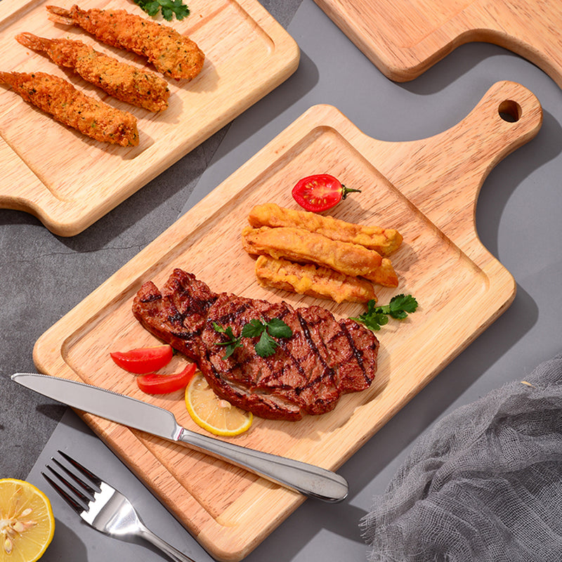 40cm Rectangle Oak Wood Serving Tray Premium Charcuterie Board Brown