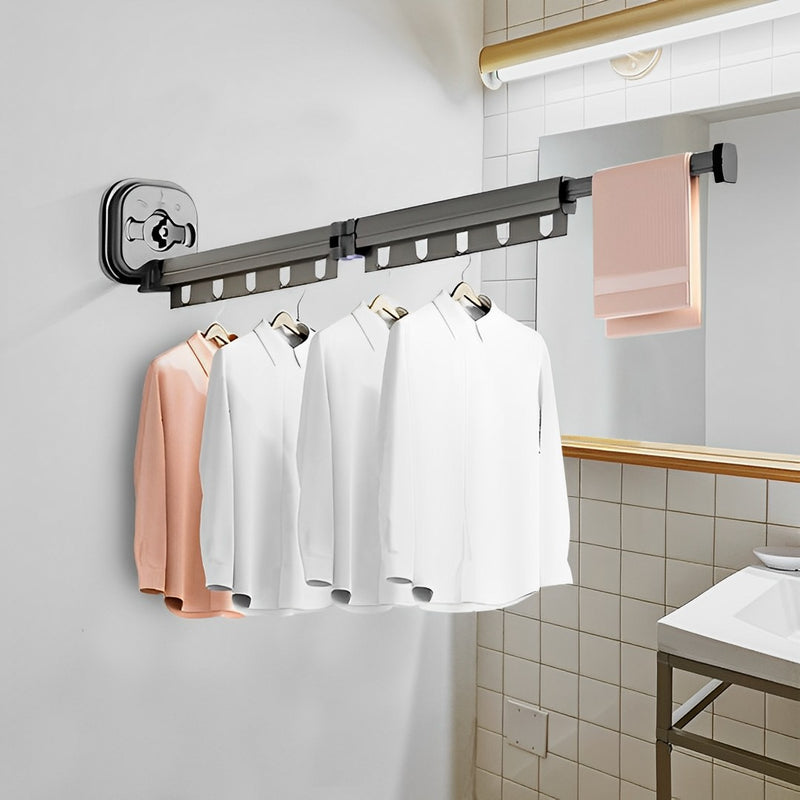 93.2cm Wall Mounted Aluminum Retractable Foldable Clothes Drying Rack Gray 10kg