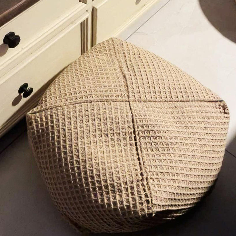 2X 53cm Polyester Cotton Pouf Cushion Epp Particle Fill Beige