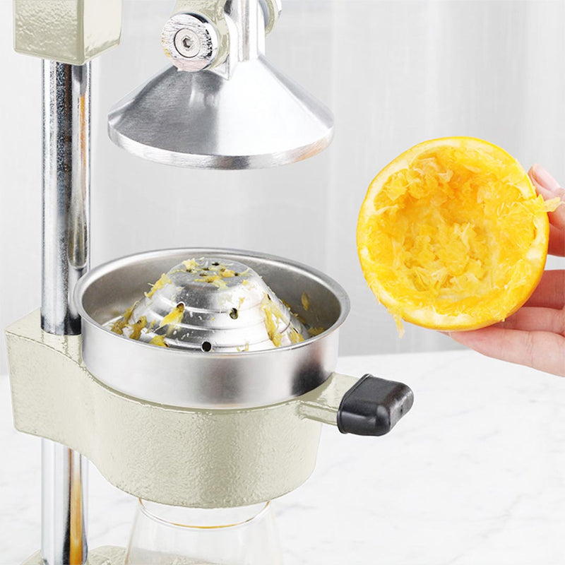 Commercial Manual Citrus Juicer Cast Iron Base 304 Stainless Steel Cone White