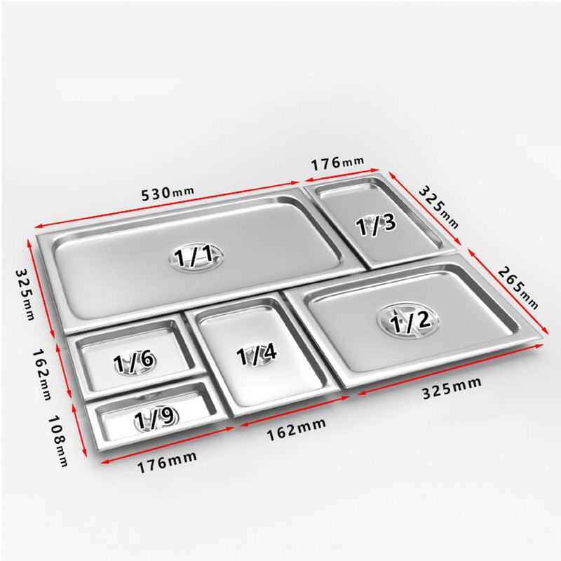 Gastronorm GN 1/1 Full Size Stainless Steel Pan Lid Dishwasher Safe 325x530mm