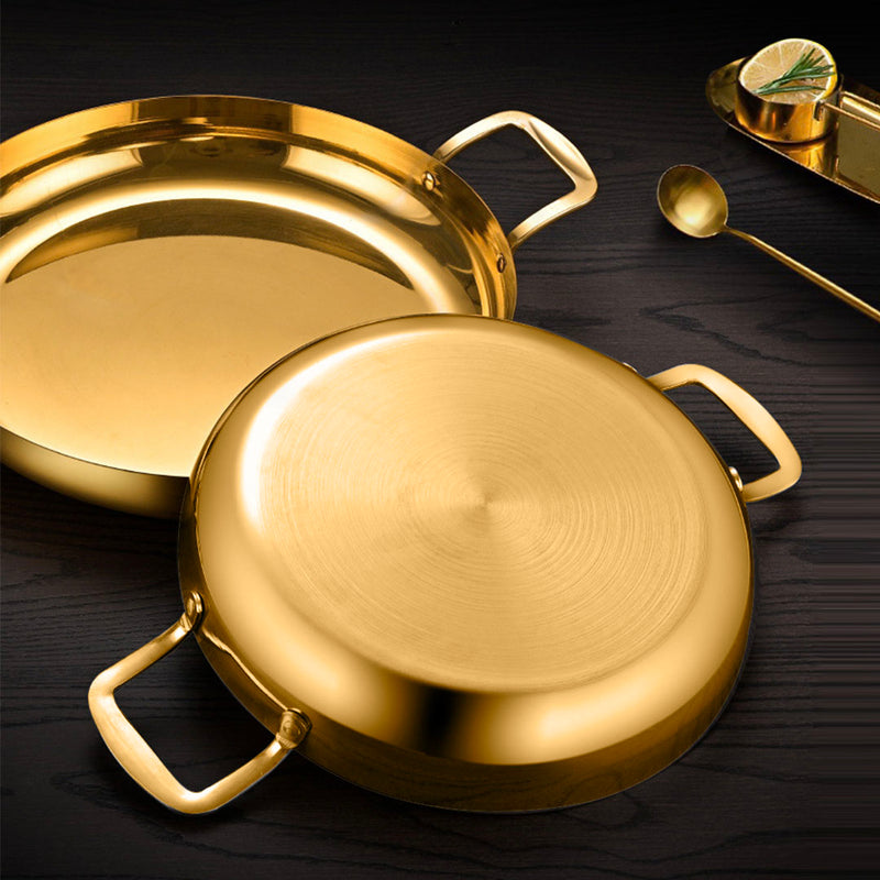 28cm Stainless Steel Flat Base Seafood Dry Pot Gold Non Stick Induction Ready