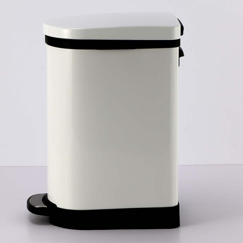 Foot Pedal Stainless Steel Trash Bin 10L Powder Coated Removable Inner White