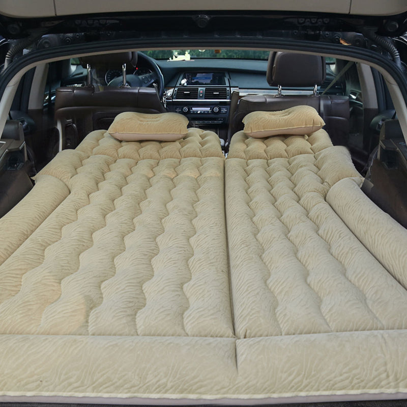 2X Beige Inflatable Car Boot Mattress Camping Travel Air Bed with Pillows