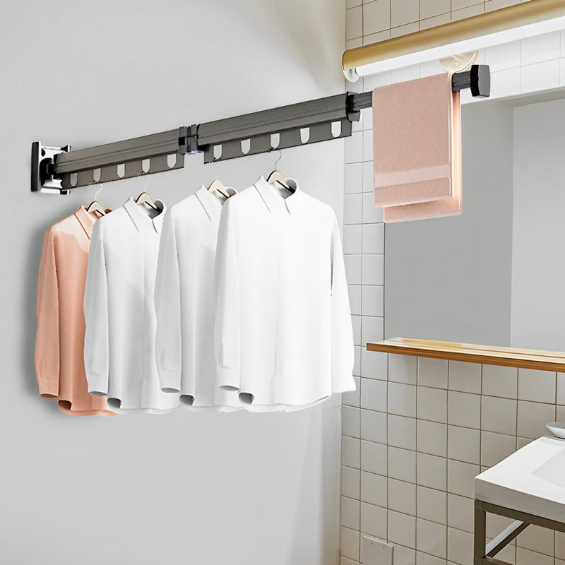 Wall Mounted Gray Aluminum 93.2cm Dry Rack Space Saving Retractable Hanger