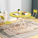 Yellow Round MDF Dining Table 60cm Space Saving Foldable Home Decor Modern Design