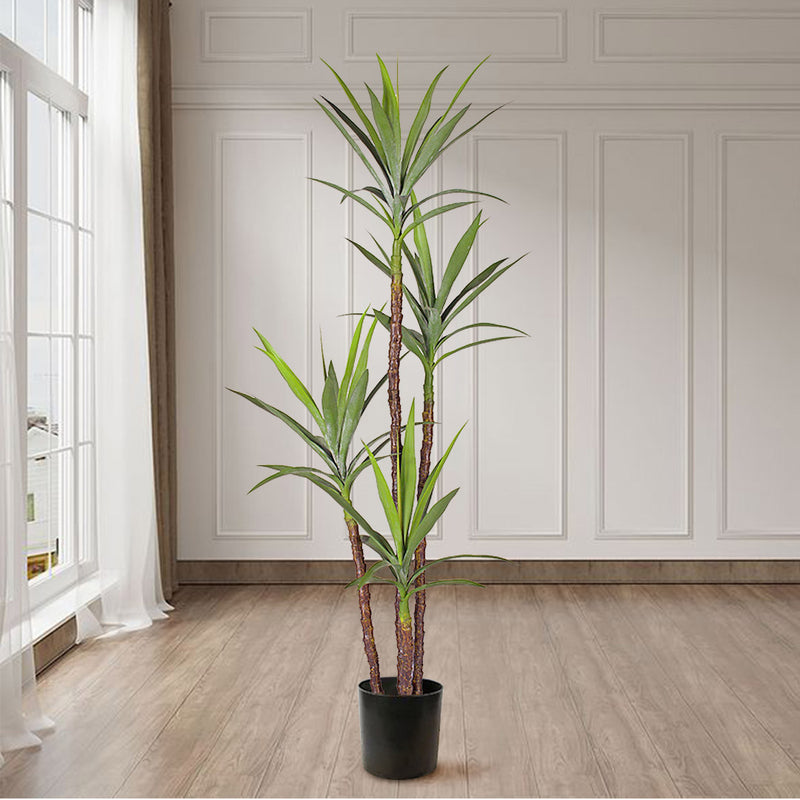 2X 180cm Polyethylene Realistic Yucca Dracaena Tree Green Pot
