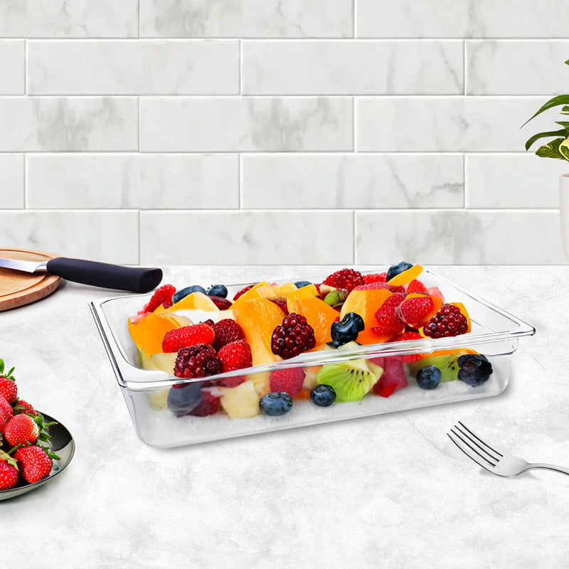 100mm Clear Gastronorm GN Pan Set of 6 Polycarbonate Food Tray Dishwasher Safe