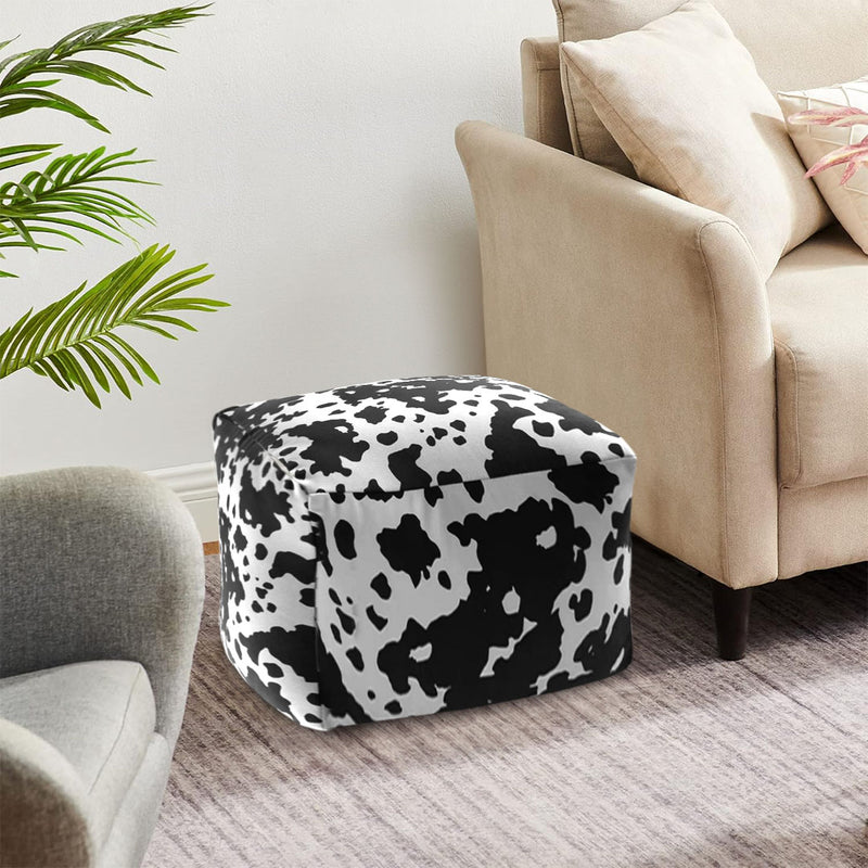 2X Square Pouffe Velvet Cotton 55x55x35cm Soft Seat Footstool Multicolor