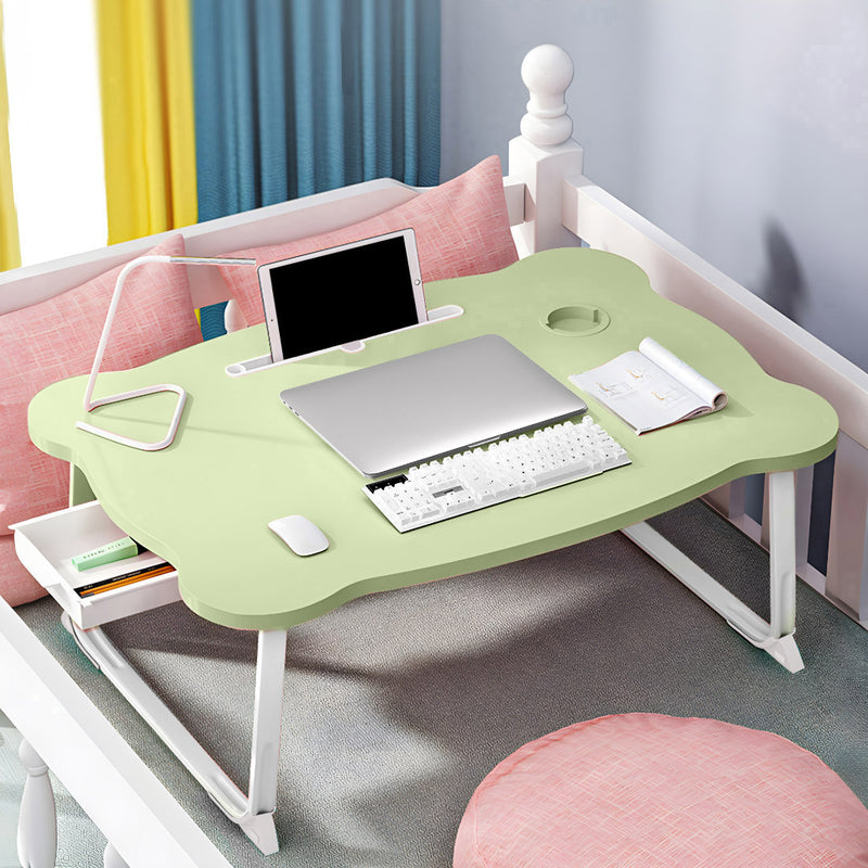 Green Portable Bed Desk Adjustable Folding Table with Drawer Cup Holder