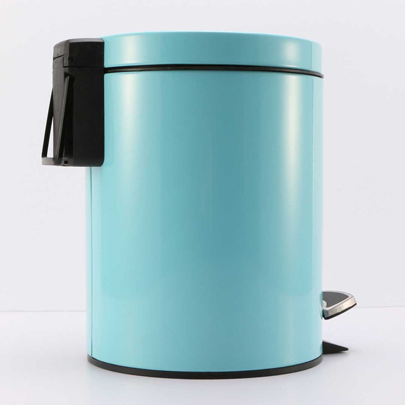 2X 7L Foot Pedal Round Steel Bin Blue Hands Free Soft Close Lid Home Office