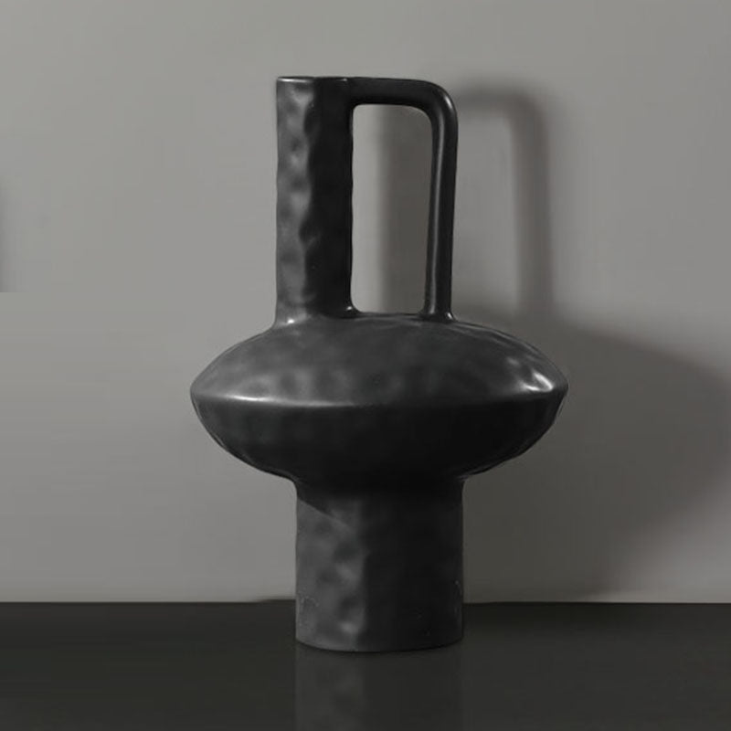 20x30cm Black Ceramic Handmade Vase Contemporary Minimalist Home Decor
