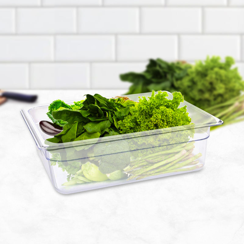 100mm Polycarbonate Gastronorm 1/2 Pan Clear Food Tray Bundle of 6
