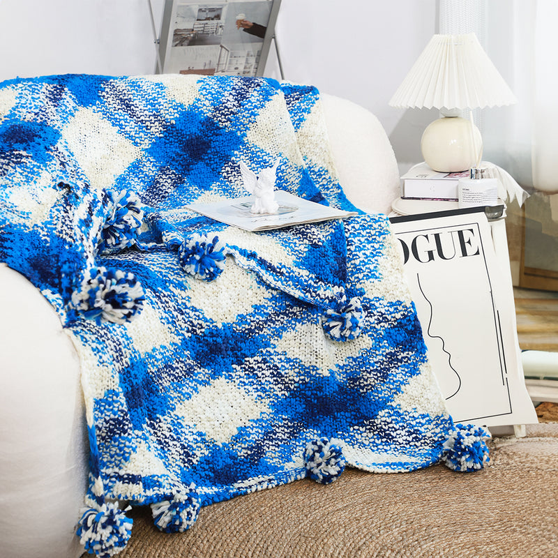 90x200cm Polyester Throw Blanket Deep Sea Blue Gradient Dyed Plush Cozy