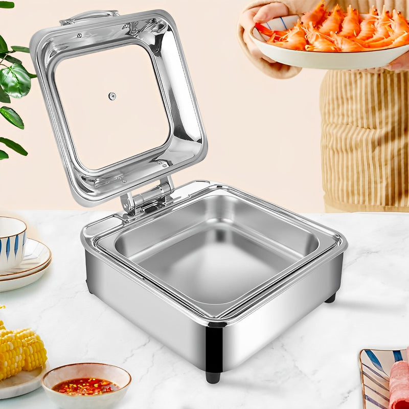 Stainless Steel Square Chafing Dish 6L Buffet Food Warmer With Top Lid