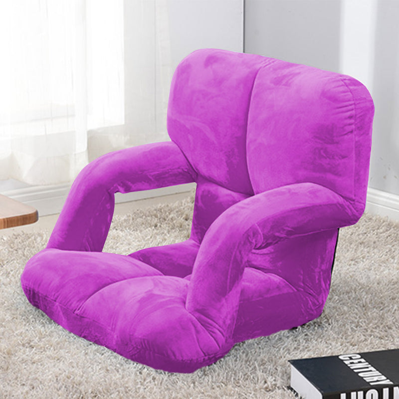 Foldable Adjustable Flannel Lounge Chair with Armrest Purple Home Outdoor