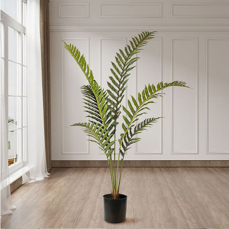 4X 150cm Artificial Hares Foot Fern Polyethylene Green Potted Indoor Plant