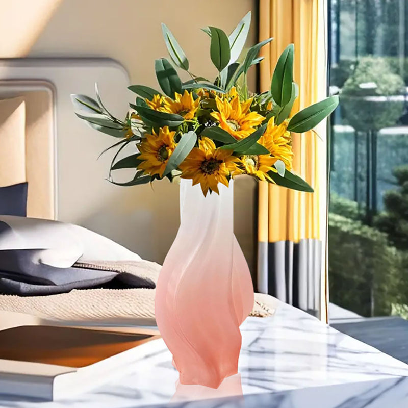 32cm Pink Hand Blown Glass Vase Tall Slender Vintage Centerpiece