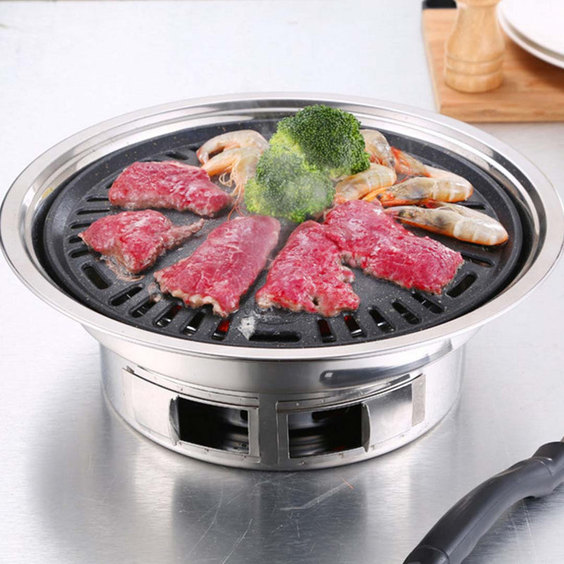 2X Portable Charcoal Grill Stainless Steel Agalmatolite Plate 340mm Smokeless