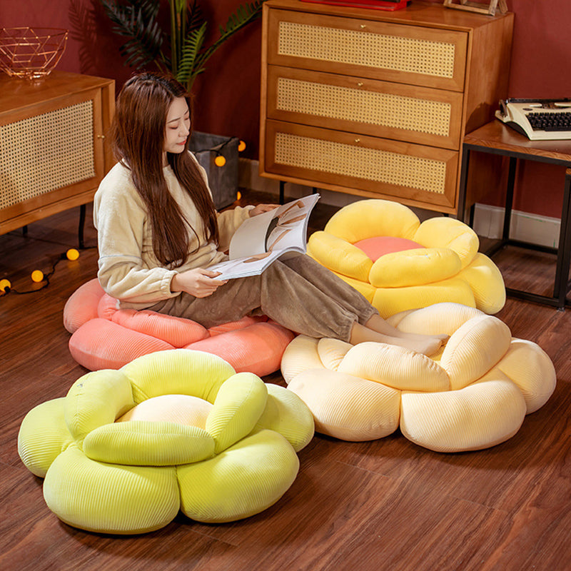 2X Beige Double Flower Cushion PP Cotton 70cmx70cmx20cm Plush Soft Support