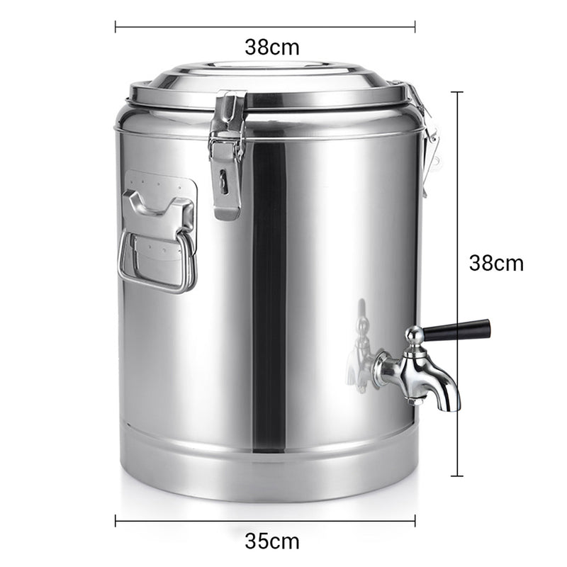 22L Stainless Steel Insulated Stock Pot Dispenser With Tap Hot Cold Drinks