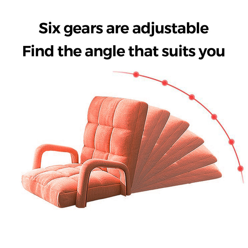 Foldable Lounge Chair Adjustable Recliner Linen Fabric with Armrest Orange
