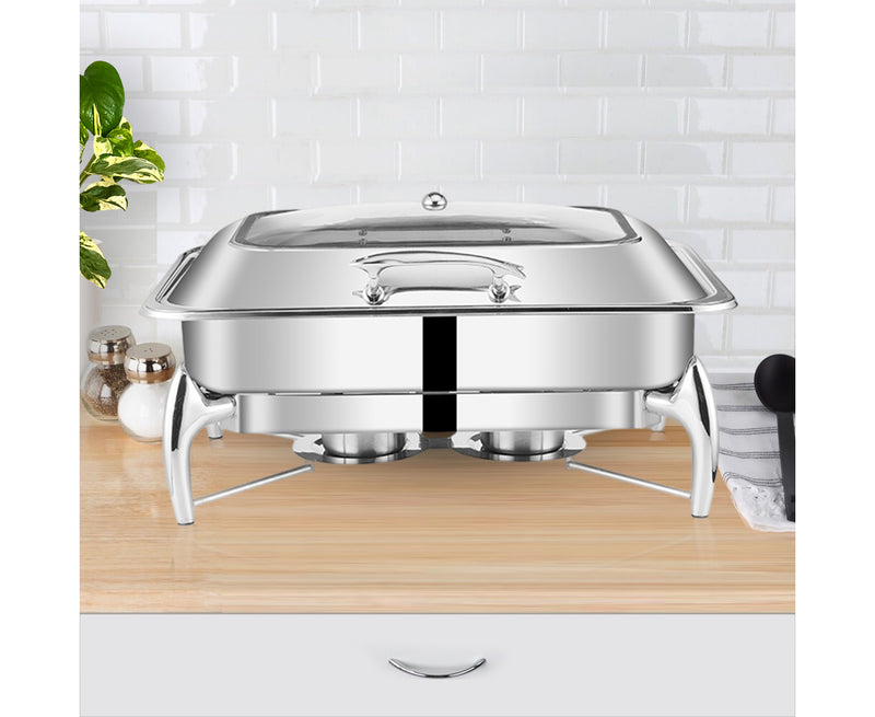 Stainless Steel Rectangular Chafing Dish 9L 58x45x21cm Buffet With Lid Silver