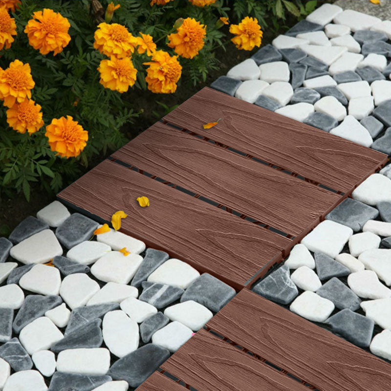 11 pcs Wooden Composite Decking Tiles Dark Chocolate 30x30x2.2cm Slip Resistant
