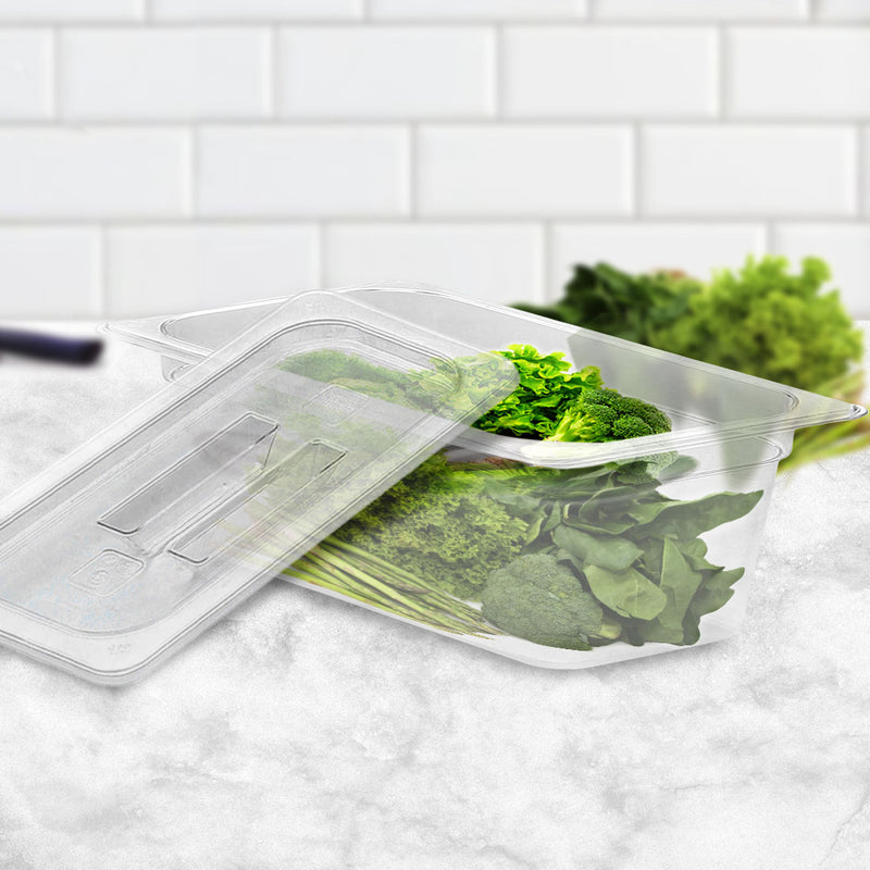Clear Polycarbonate GN Pan 1/3 Food Tray With Lid 65mm For Hot And Cold Storage