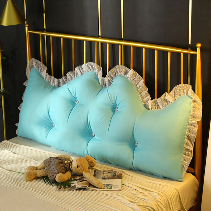 4X 150cm Light Blue Princess Headboard Pillow Polyester Crown Tufted Ruffle Lace