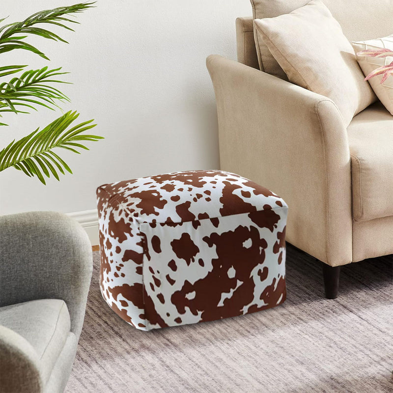 Vintage Squared Pouffe Seat Cushion Velvet Cotton Multicolor 55x55x35cm
