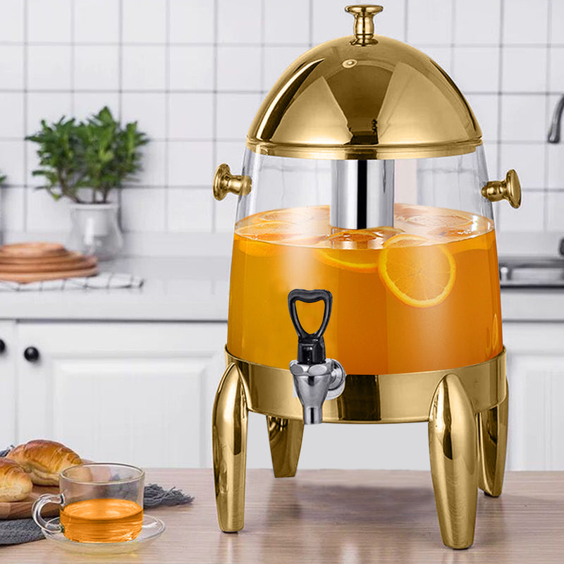 Stainless Steel 12L Beverage Dispenser Hot Cold Drink Urn with Gold Accents