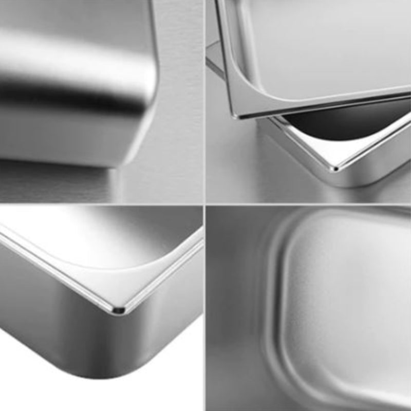 6X 1/3 GN Gastronorm Pan Stainless Steel 33.4x18.2x20cm Stackable Reinforced