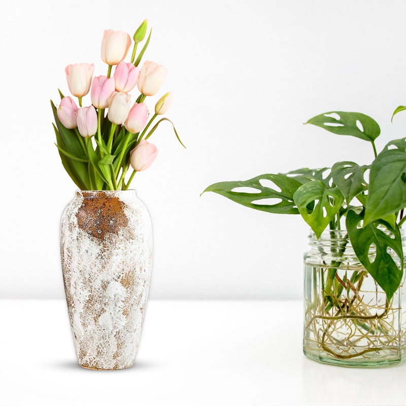 Large White Ceramic Flower Vase 35x17 cm Elegant Home Decor Display Piece