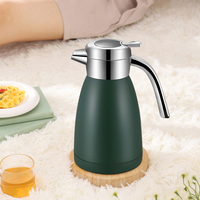 Insulated Vacuum Flask 2.2L 18/10 Stainless Steel Green Spill Proof Lid