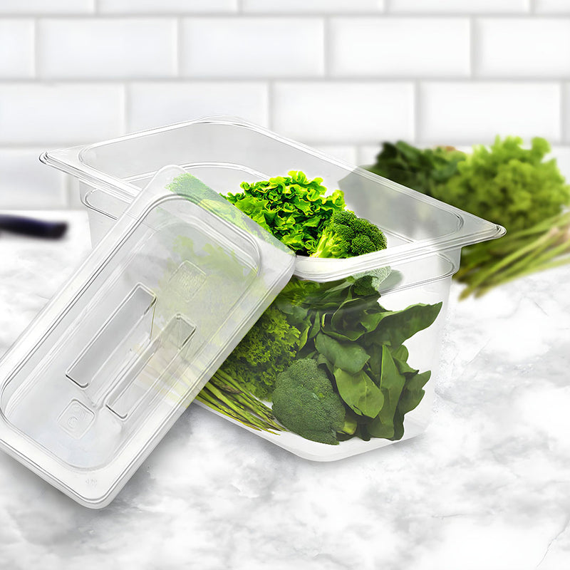 1/3 Gastronorm Pan 150mm Clear Polycarbonate With Lid Bundle of 6