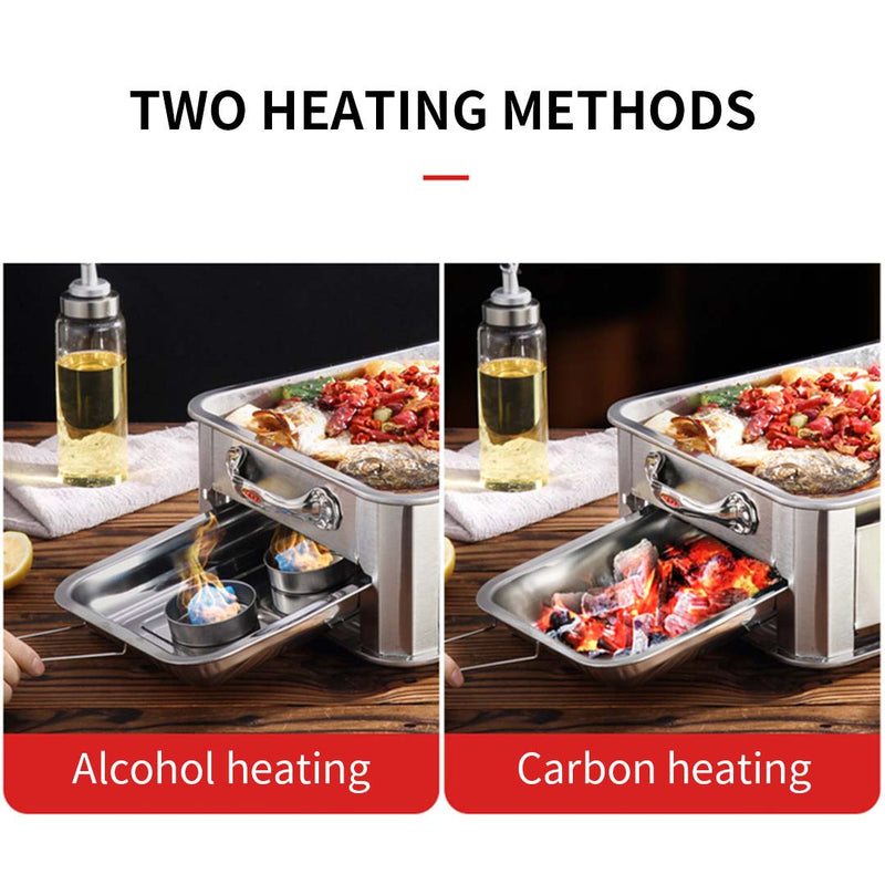 36cm Portable Stainless Steel Fish Chafing Dish BBQ Grill Easy Clean Camping