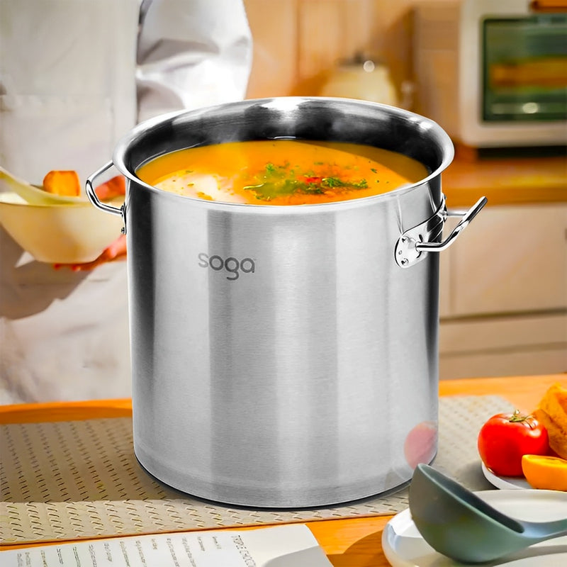 Thick 143L Stainless Steel Stock Pot Commercial Grade With Comfortable Handles