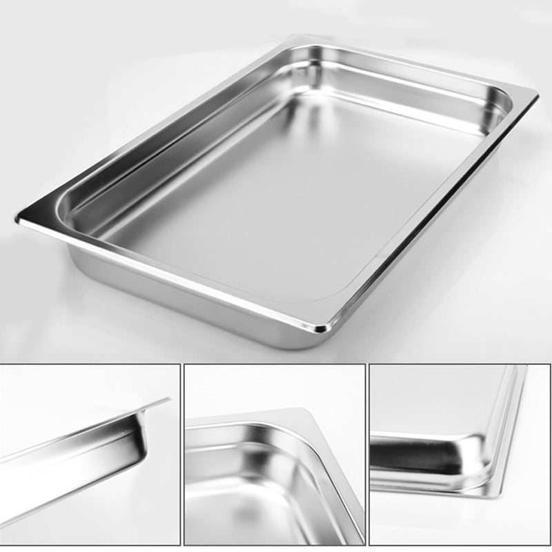 2X Stainless Steel Gastronorm GN Pan Full Size 1/1 10cm Deep 53cm x 32.5cm