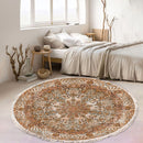 120cm Circle Rug Mandala Pattern Anti-Slip Polyester for Living Room Decor