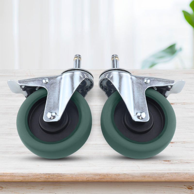 2X 4 Inch Polyurethane Swivel Caster Wheels With Brake Heavy Duty 25kg Each