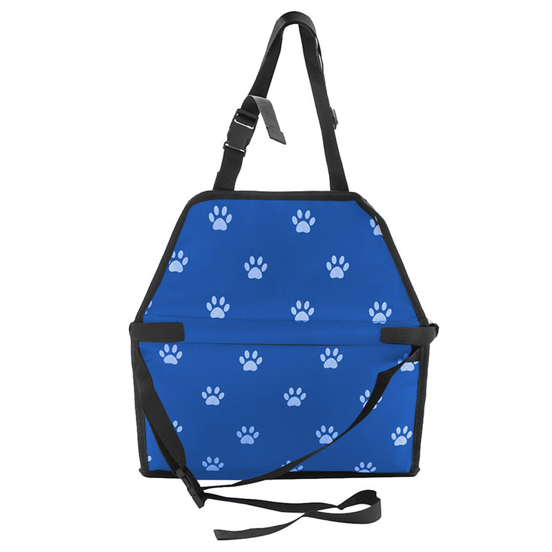 Waterproof Pet Booster Car Seat 600D Oxford PVC Blue with Mesh and Paw Print