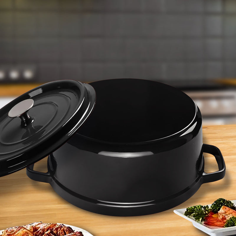 2X Enameled Cast Iron Casserole Pot 24cm 3.6L Induction With Lid Orange
