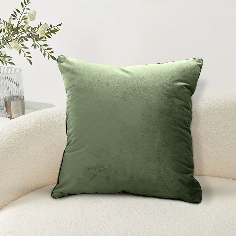 Velvet Throw Pillow 45cm Square Subtle Green Modern Plush Decorative Cushion