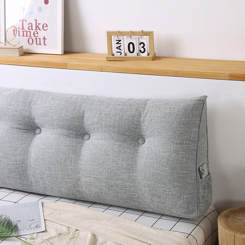 4X 150cm Triangular Wedge Headboard Pillow Polyester Silver Button Tufted