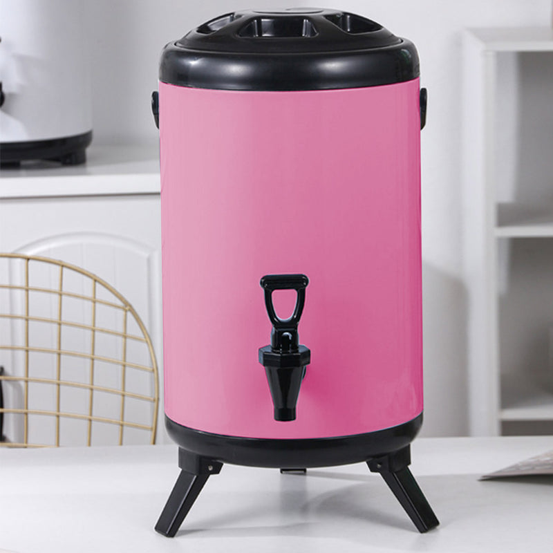 8X 8L Stainless Steel Insulated Milk Tea Beverage Dispenser With Faucet Pink